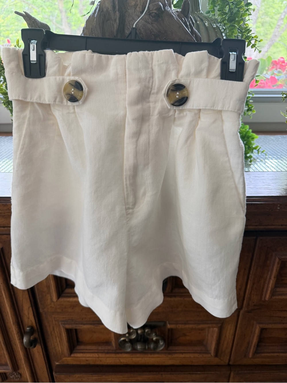 H&M Cream Lightweight Shorts with Embroidered Logo
